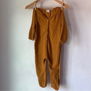 Zara 100% Cotton 2-3T Mustard Jumpsuit